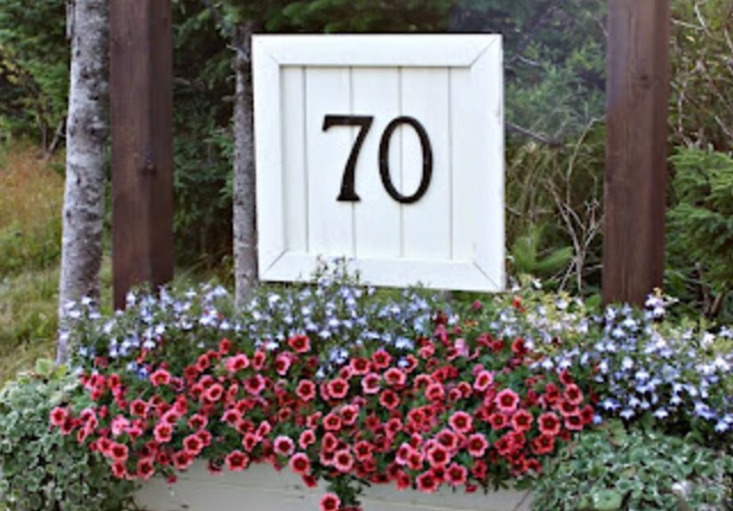 A DIY house number sign including a flower box that myself & my husband came up with.