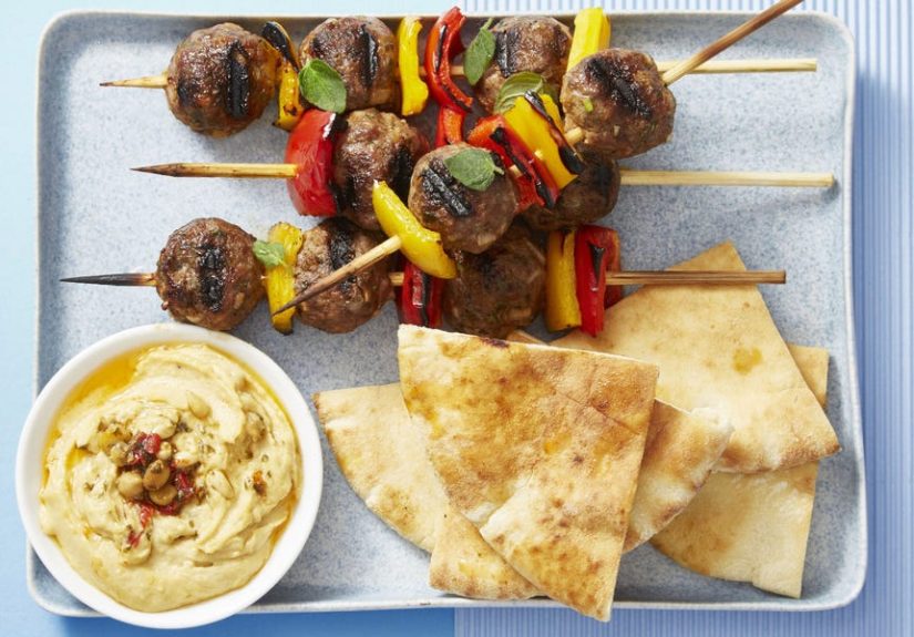 Best Grilled Lamb Meatball and Pepper Skewers Recipe - How To Make Grilled Lamb Meatball and Pepper Skewers