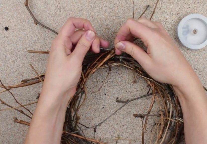 DIY Grapevine and Laurel Door Wreath