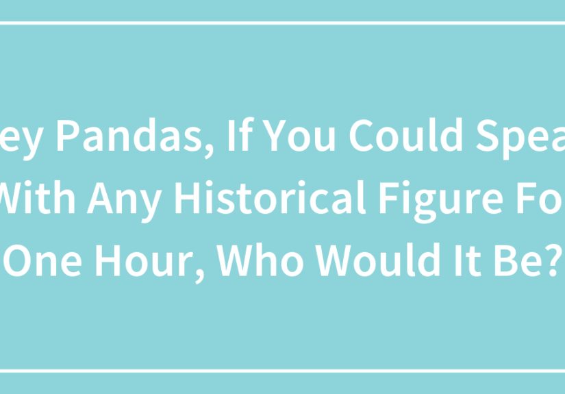 Hey Pandas, If You Could Speak With Any Historical Figure For One Hour, Who Would It Be?