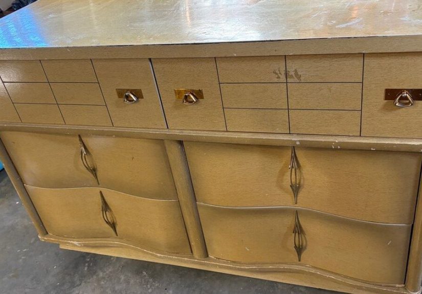 Modern Heirloom: MCM Black & Natural Wood 6-Drawer Dresser