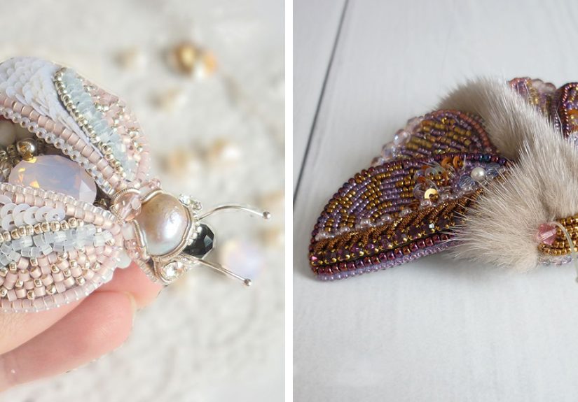 Russian Artist Creates Shiny Insect Jewelry Using Beads
