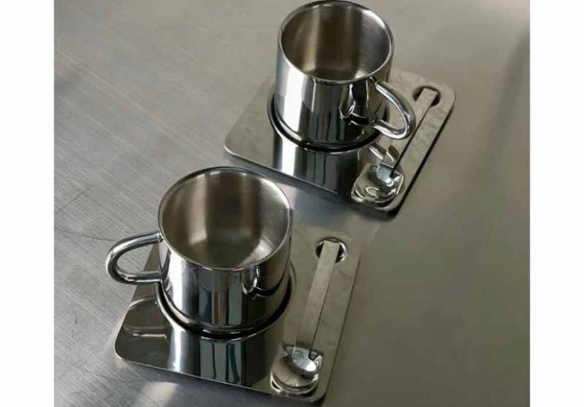 Stainless Steel Coffee Mug and Tray