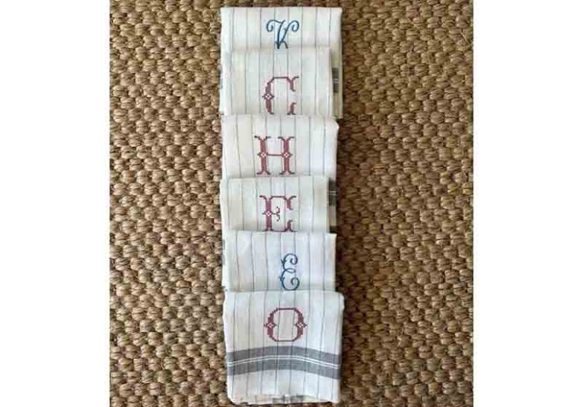 Striped Tea Towel With Monogram