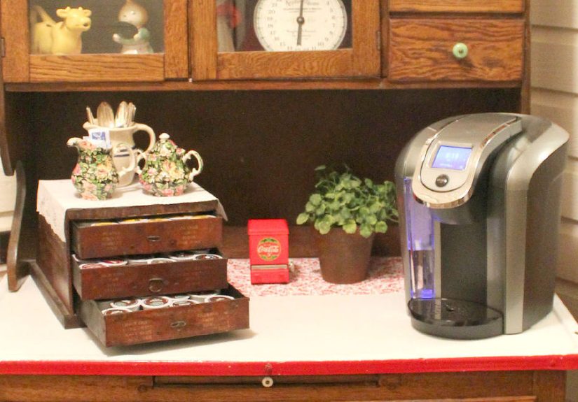 Transform an Antique Cabinet Into a Coffee Station