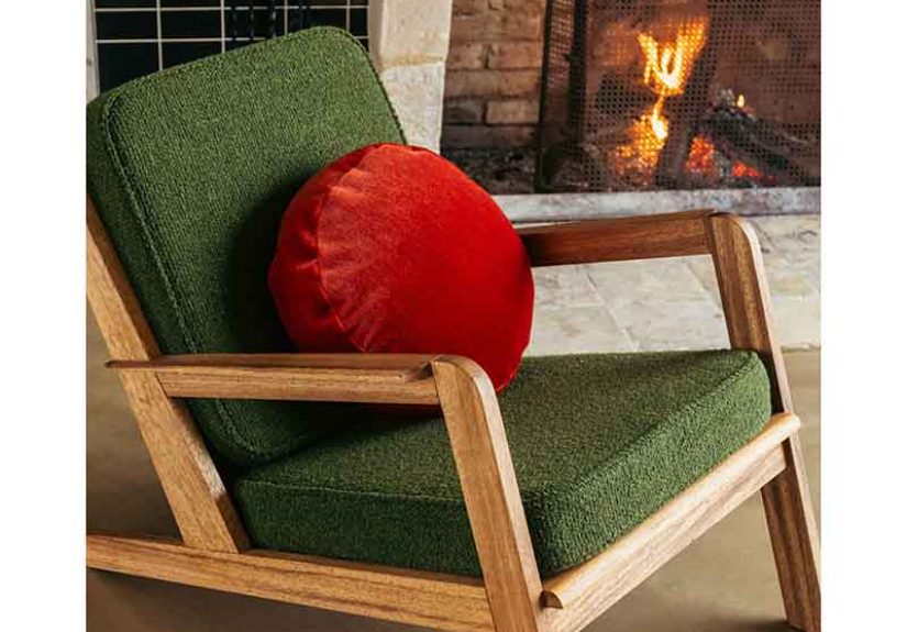 Ciccio Vermillion Mohair Velvet Round Cushion