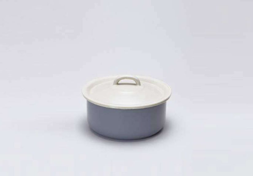 Dog Bowl Enamel Granny Grey with Lid