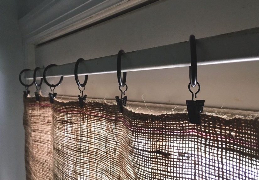 How to Make a Burlap Bag Curtain DIY