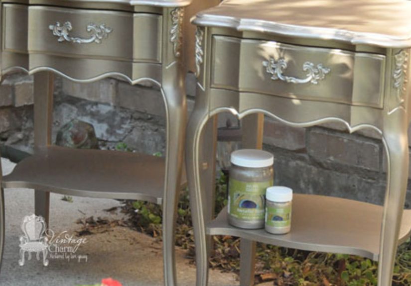 Metallic Painted French Provincial Nightstands