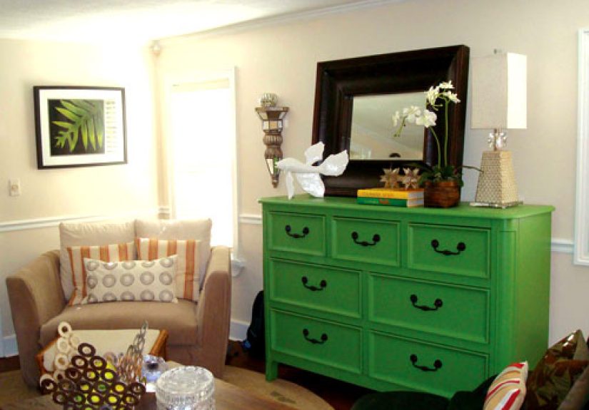 Painting An Old Wood Dresser Bright Green