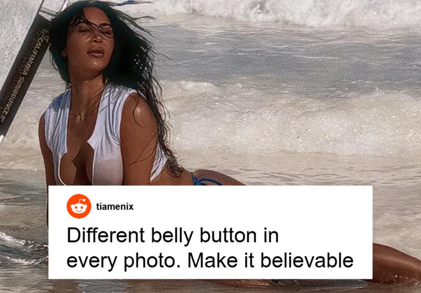 People Accuse Kim Kardashian Of Photoshop Fail In New Bikini Pics: “3rd Pic Obviously”
