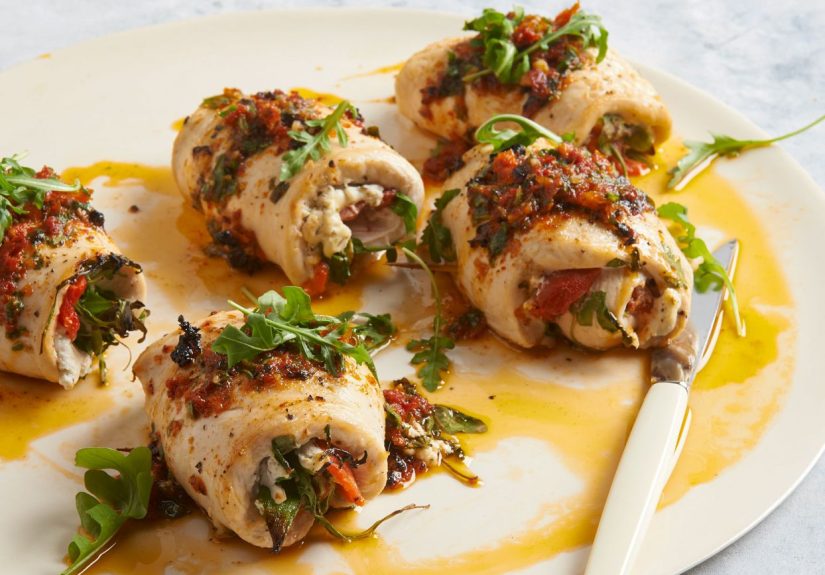 Chicken and Roasted Pepper Roll-Ups Recipe