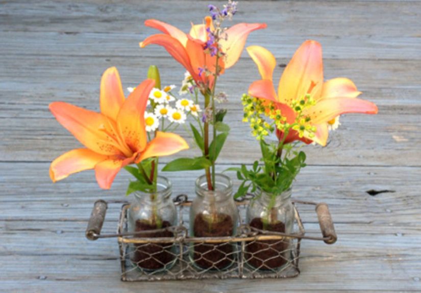 Coffee [used Grounds] and Mason Jar Flower Vase