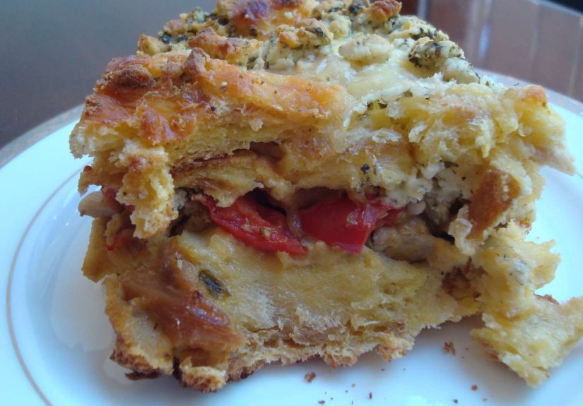 Mushroom, Pepper, and Asparagus Challah Strata Recipe