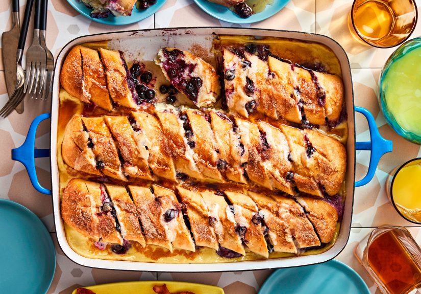 Blueberry and Mascarpone-Stuffed French Toast Casserole