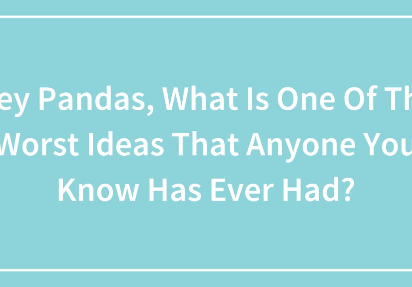 Hey Pandas, What Is One Of The Worst Ideas That Anyone You Know Has Ever Had?