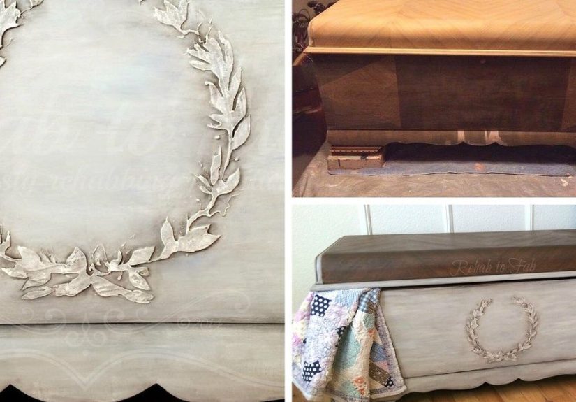 Lane Cedar Chest With Raised Bondo Stencil