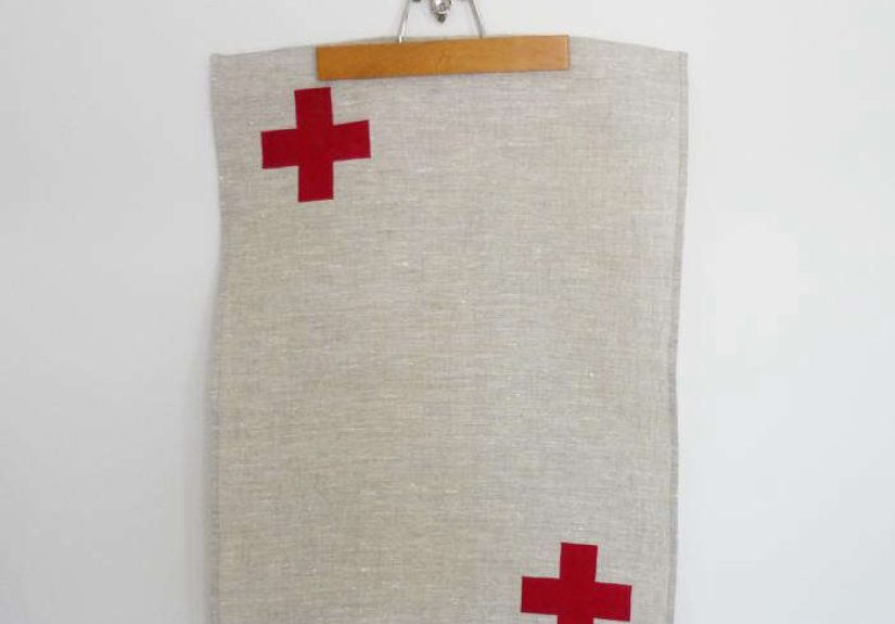 Linen Cross Tea Towel