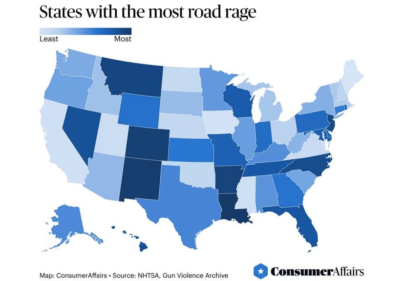 Mapped: The States With the Worst Road Rage