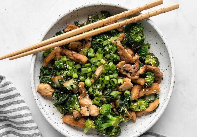 Quick Chicken Stir-Fry with Broccoli and Bok Choy (Low Carb)