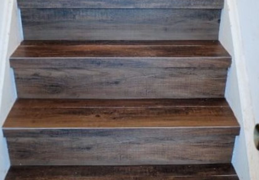 DIY Faux Wood Tile Stairs On a Budget